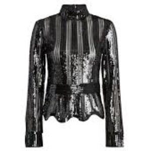 Derek Lam 10 Crosby Mock-Neck Sequined Top